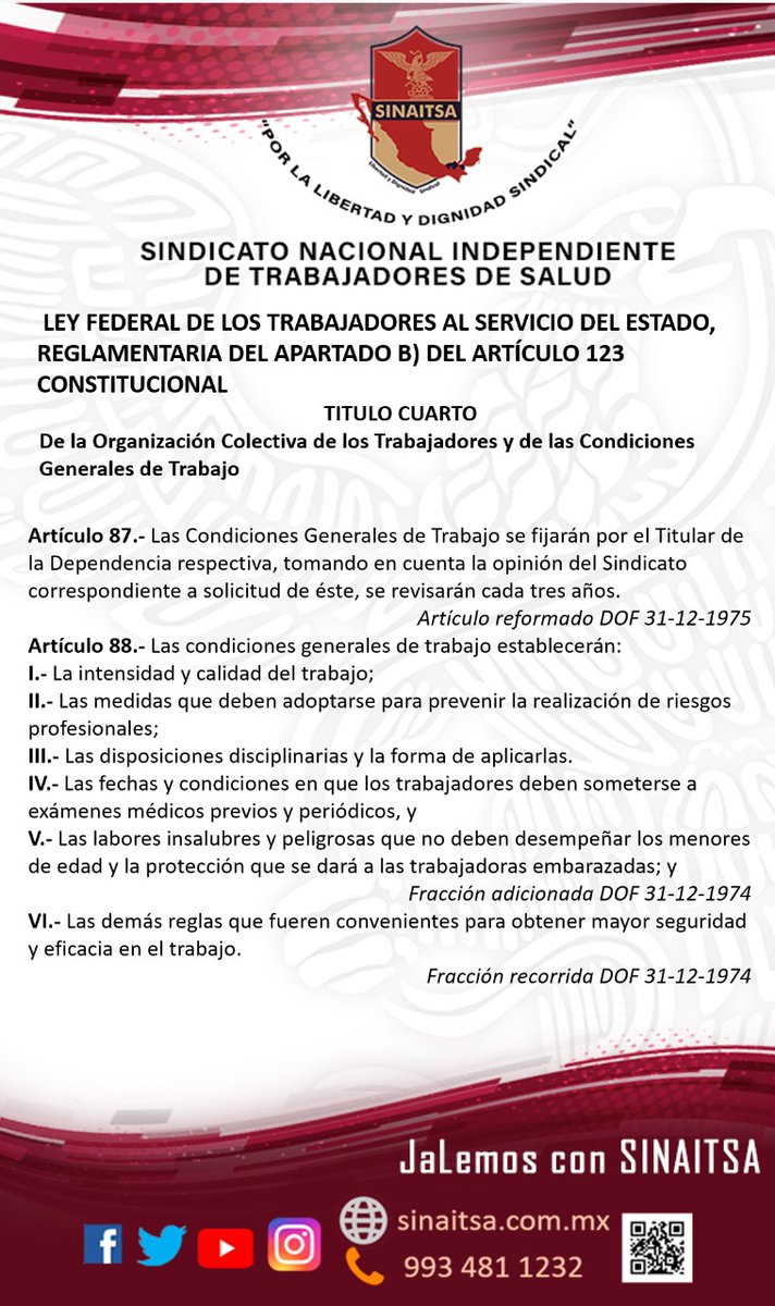 #SabíasQue #ElapartadoB #Art87 y #Art88

#LeyFederal #Trabajadores #AlServicio #DelEstado

@FEDESSP <a href="/palomitarelowde/">María</a> <a href="/valenzo14/">Otilio Valenzo Romero</a> <a href="/CarlosCruzCas11/">Carlos Cruz Castelán</a> <a href="/LoppTavo/">@Tavo_lopp</a>
