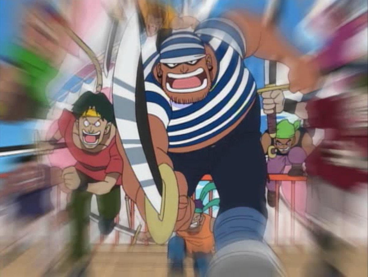 Most fans are well aware that the anime took liberties early on in the series. The first being that Episode 1 jumps right to adapting Chapter 2.I like it a lot. It sets a pretty easy to understand tone of the One Piece world: Just another day in the great age of piracy.