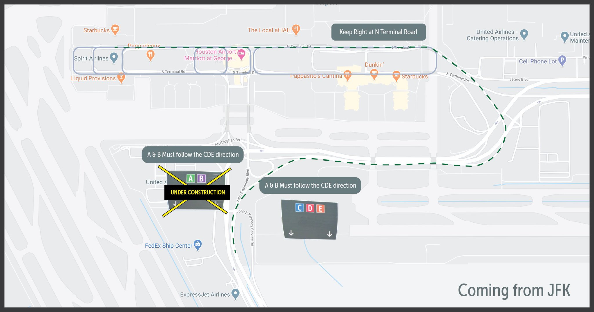 Iah Terminal C Map Houston Bush Airport On Twitter: "🚧 Construction Alert- When Coming To The  Airport You'll Find Some Temporary Road Closures When Heading To Terminals  A & B. Here Is A Helpful Map Of