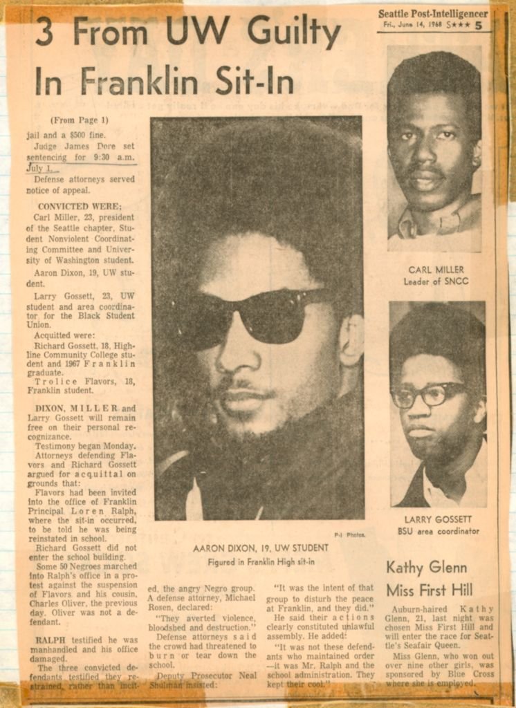 One of the first Black Power demonstrations in Seattle, city officials tried to make an example of Gosset & the BSU leaders, who were put on trail & locked up the night of Martin Luther King Jr.'s assassination. They tamped down calls for rioting within the jail. 5/n