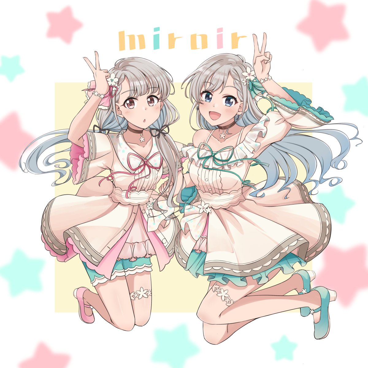 hisakawa hayate ,hisakawa nagi multiple girls twins 2girls siblings sisters braided bangs grey hair  illustration images