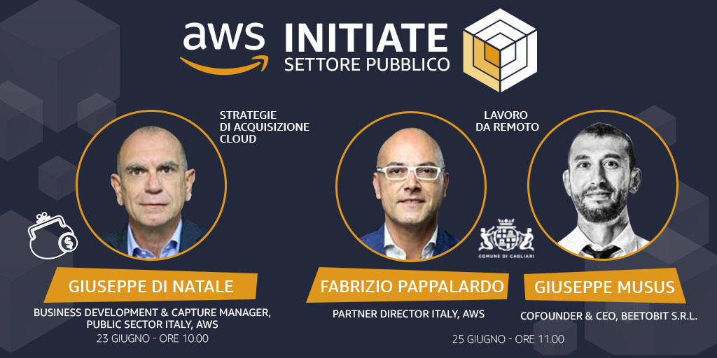 Sei curioso di scoprire come il lavoro da remoto ha permesso ai cittadini di Cagliari di sfruttare i servizi messi a disposizione dal Comune di Cagliari durante la crisi? Unisci a noi nella sessione del <a href="/Comune_Cagliari/">Comune di Cagliari</a> a #AWSInitiate Italy Online2020. go.aws/3fk6btU