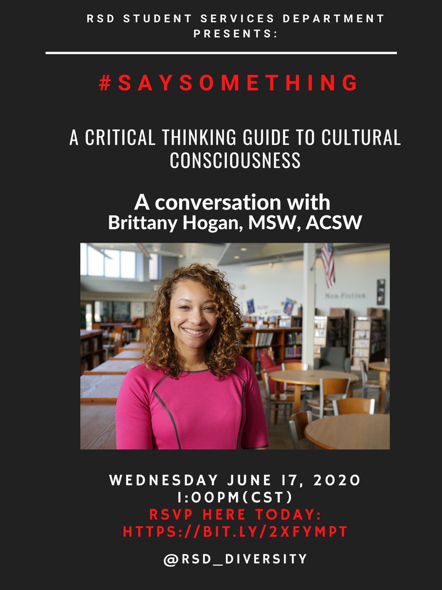 dr_tharris211's tweet photo. 561 people are registered for #saysomething with @RSD_Diversity this Wednesday @1pm. Join us. 

RSVP: https://t.co/BZ57bpNkK7 https://t.co/nqlYpuavQw