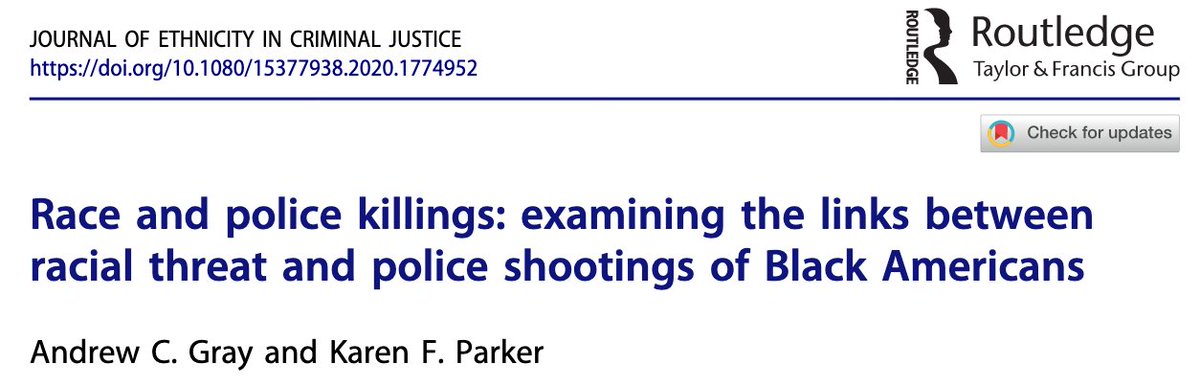 201/ "As [a state's] liberal population increased 1% point, the likelihood of Black police killings decreased at a rate of 3.700% (0.963)... as the size of the Black population increases across states, there is a subsequent decrease in police shootings at a rate of 16.500%."