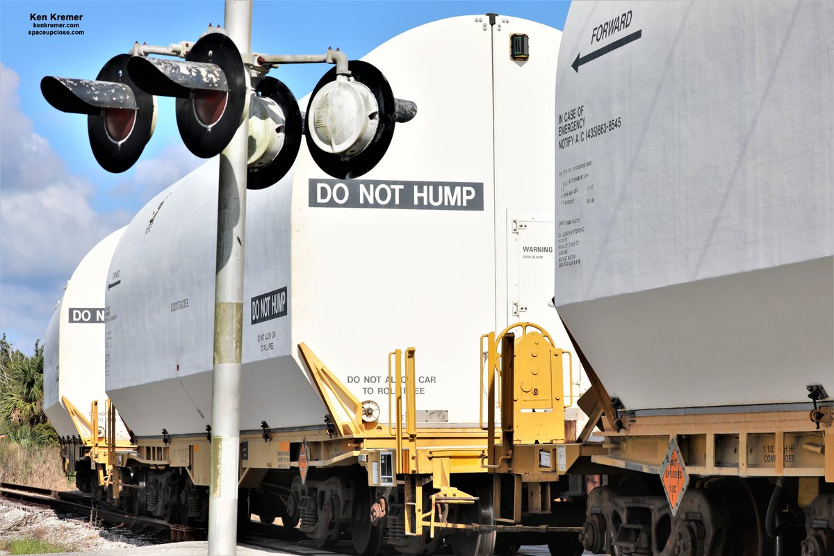 3/3:UpClose w/all 10 <a href="/NASA_SLS/">ARCHIVED: NASA_SLS</a> solid rocket booster segments in rail cars arrive 5PM today <a href="/NASAKennedy/">NASA's Kennedy Space Center</a>
hauled by 'ShuttleWagon' locomotive-moving big step forward 2powering <a href="/NASA/">NASA</a> #Artemis1 1st uncrewed 
<a href="/NASA_Orion/">Orion Spacecraft</a> test flight to Moon 2021-After hours wait passed by in 3 min