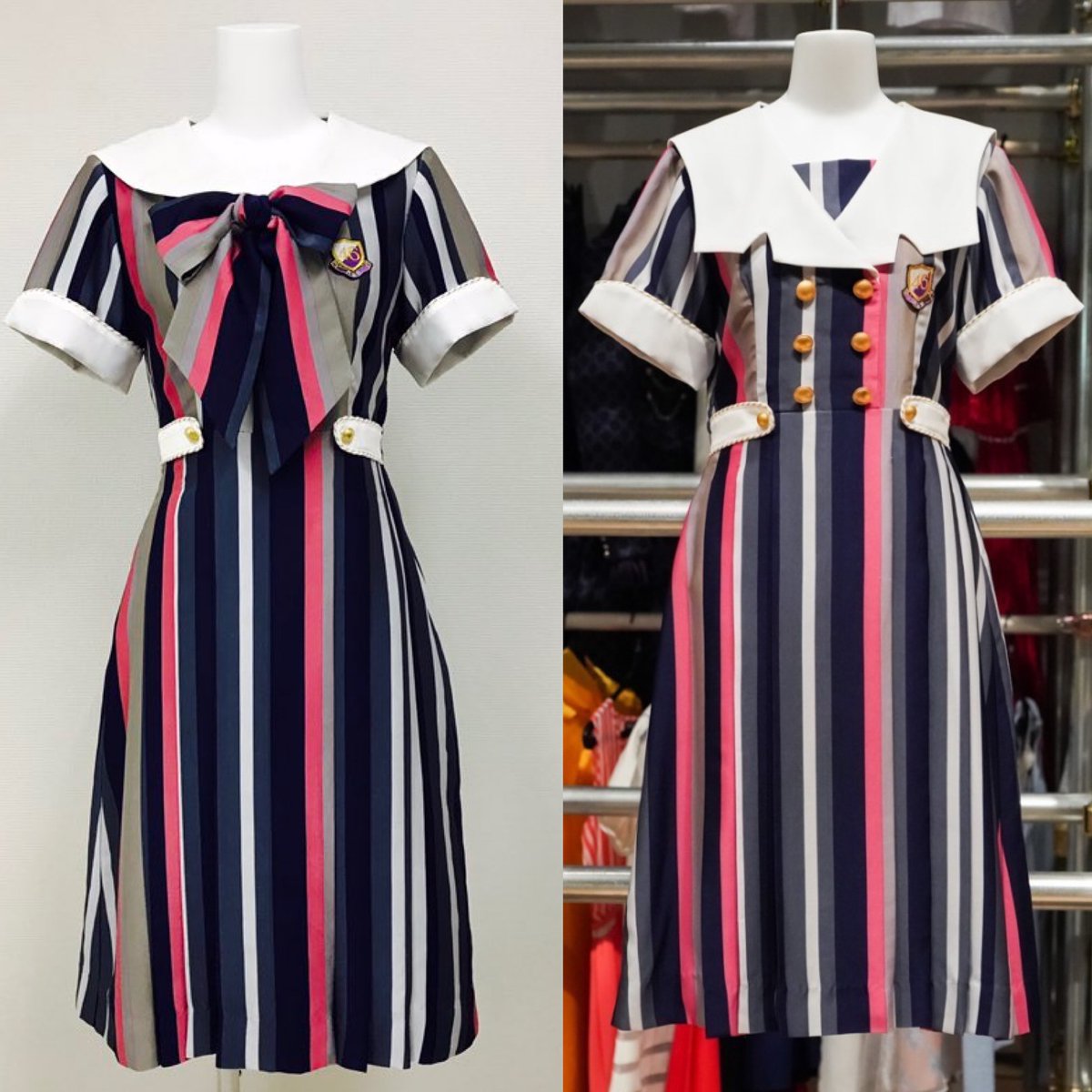 11 ⊿ 21st Single Uniform(Sorry skipped a number)Designed by MURRAL, the theme of this dress is "vintage marine." The retro-colored stripes, ribbons, and gold buttons are chic and refreshing for the summer. https://twitter.com/korobizaka/status/1272229066423369729?s=20