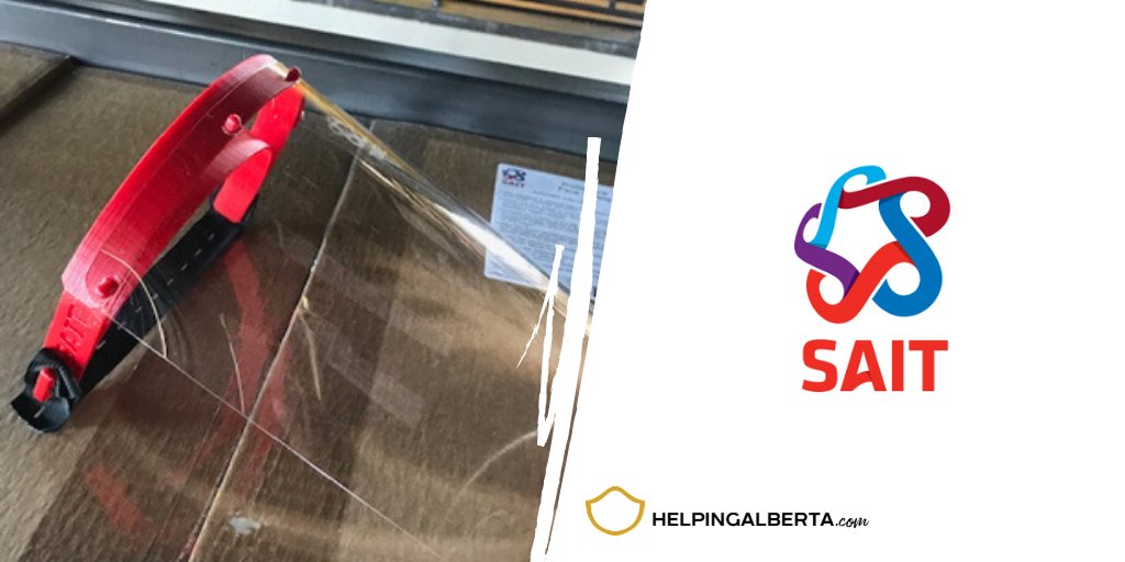 A huge thank you to <a href="/sait/">SAIT</a> for their extremely generous donation of Face Shields! Their donation will go a long way in helping keep our community safe. #HelpingAlberta #PPE #COVID19AB #AlbertaCares