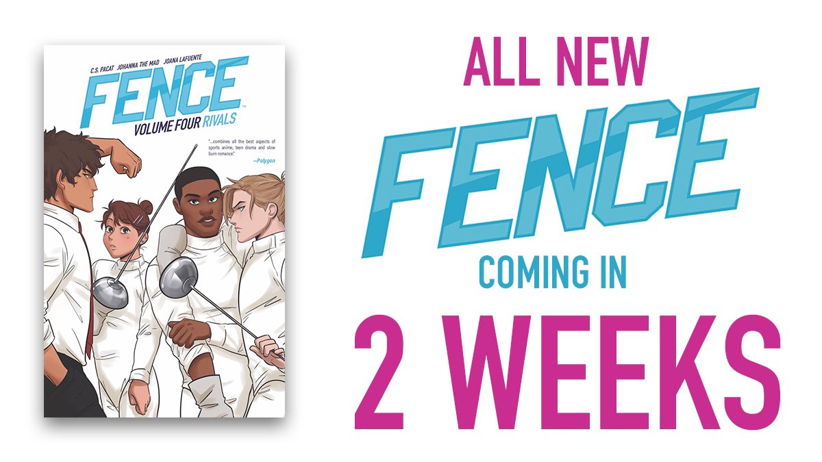 cspacat's tweet photo. All-new #FENCEcomic out in 2 weeks! FENCE 4 “RIVALS” continues the story with all-new content, and is out June 30. I cannot WAIT for you all to read it! PREORDER: https://t.co/XwOUJf1h3f https://t.co/14iL6ywlzn