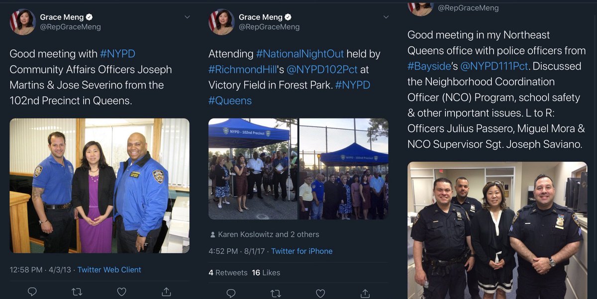 mayo4u's tweet photo. @EclecticRadical @MelforProgress #NY6, VOTE #GraceMeng out & vote4 @MelforProgress who’ll #DefundPolice. Don’t let ur #NYCprotests go 2 waste. Meng was4 ThinBlueLineAct & against demilitarizing #NYPD. Her #GeorgeFloyd posts r meaningless. AND Bloomberg & Police Association 😍 Meng.
#MelForJustice #NYprimary https://t.co/iJUxUjHM6W