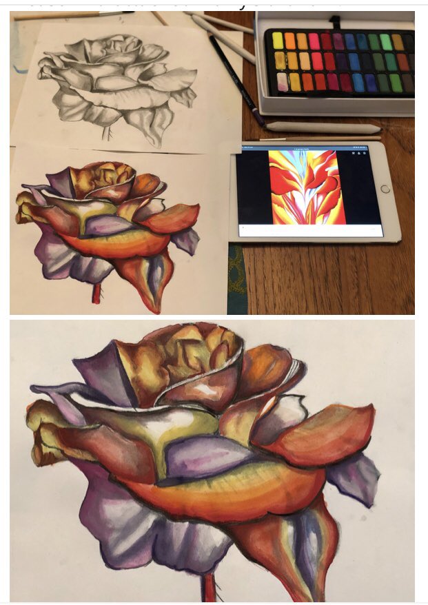 What a stunning development O’Keeffe style. A wonderful sensitivity to your paint work Harry (Yr9 <a href="/Carlton_Academy/">The Carlton Academy</a>) Well done lad 👍