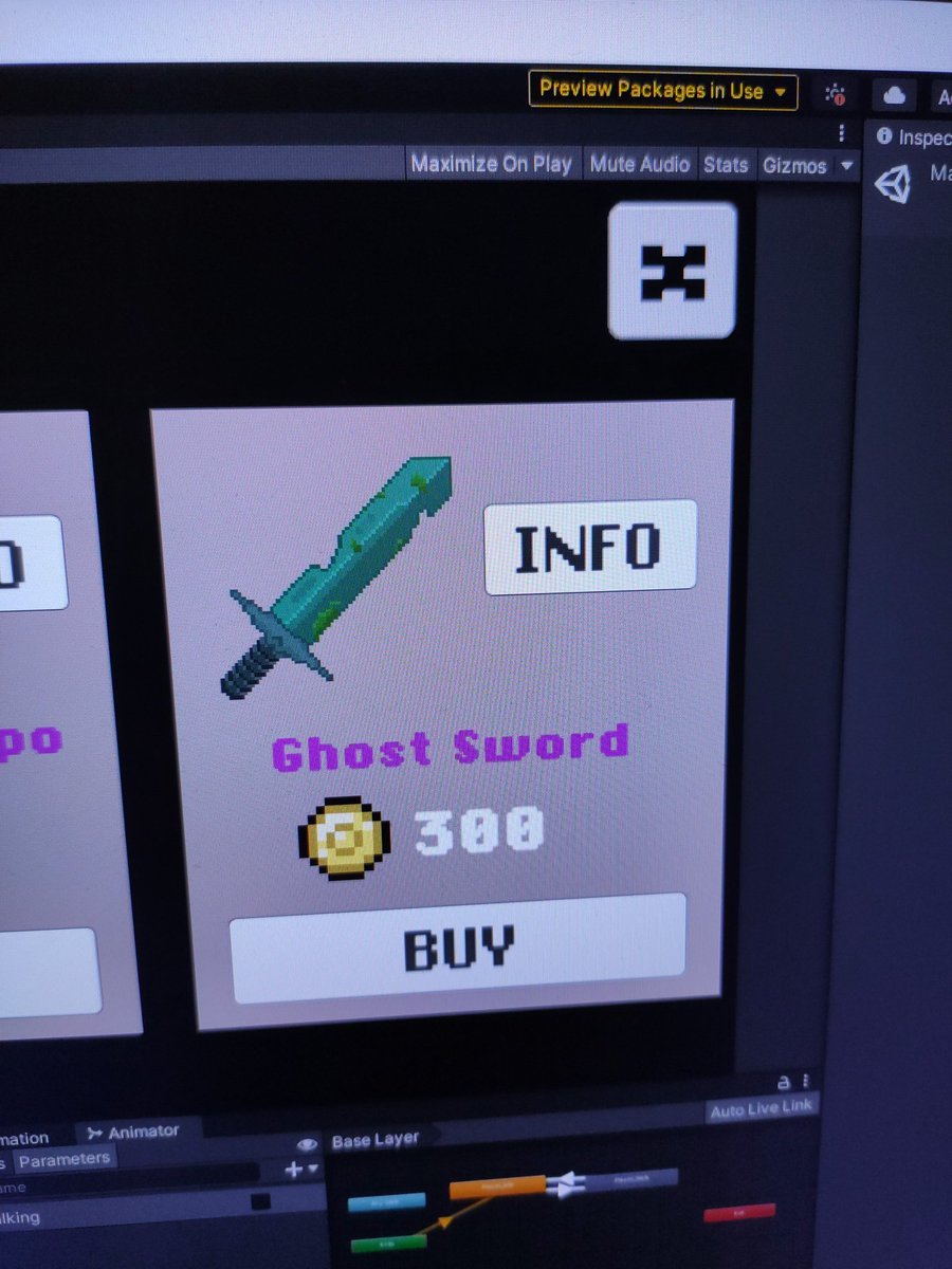 EpicidadS's tweet photo. Just added a new weapon. The ghost sword, it goes through enemies and walls.
#indiedev #indiegame #gamedev #IndieGameDev #unity https://t.co/ihXwqcnHkU