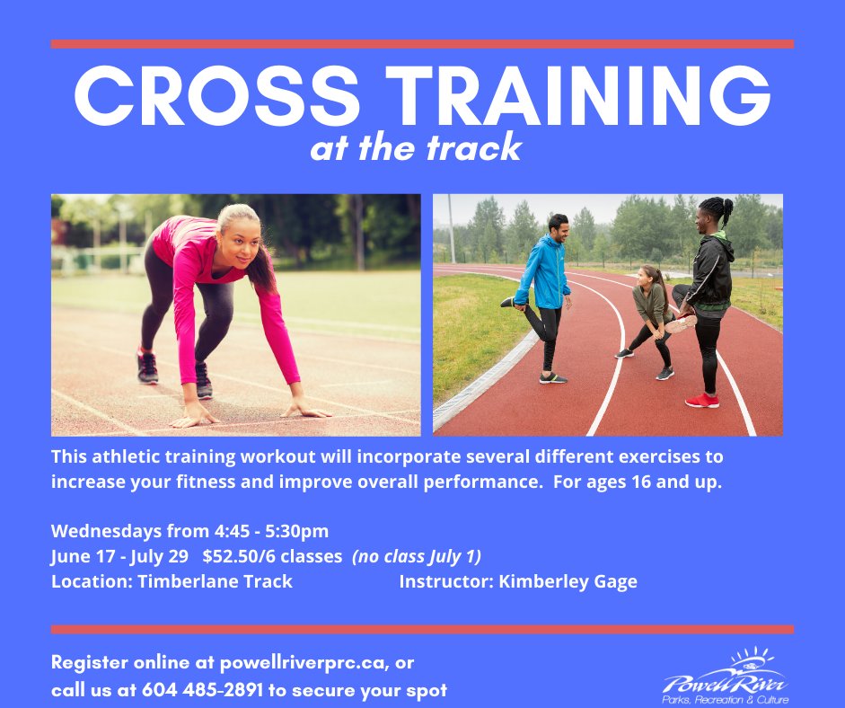 Cross Training at the Track starts THIS Wednesday! Register online at bit.ly/2ADCNQC, or call us Mon - Fri from 8:30am - 4:30pm at 604 485-2891.