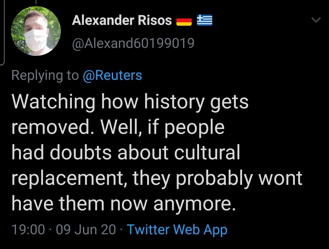 'Cultural Replacement' struggled to gain much traction in UK, it comes in waves, but the taking down of the Bristol statue has really triggered trolls and those who buy into their ideology.Remember the MSM are enemies in on the the conspiracy 19/