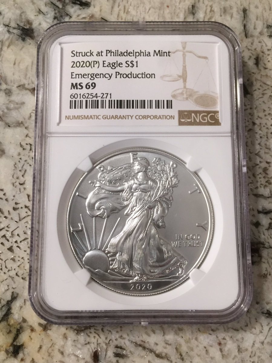 To the collection. Philadelphia Mint emergency production.  #americaneagle #Philadelphiamint #silver #silvereagle #silverporn @NGCcoin #2020P #ngc #ms69 #silverstacking #emergencyproduction