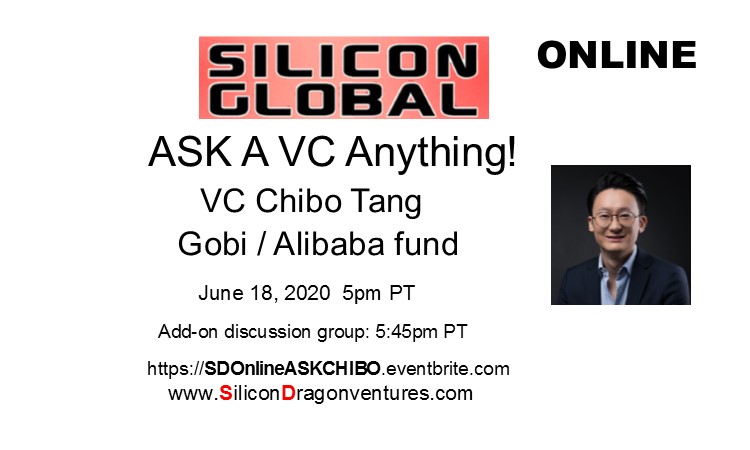rfannin's tweet photo. this week's "Ask A VC Anything" show is with @ChiboTang, who runs Alibaba Entrepreneurs Fund in HK &amp; partners with Gobi Partners China. His unicorns? #GoGoVan, #Airwallex, #WeLab. He's on the board of 13 companies! Ask Chibo when he sleeps! June 18, 5pm PT https://t.co/vyY9Q2N0mK https://t.co/lXyFJO75ZB