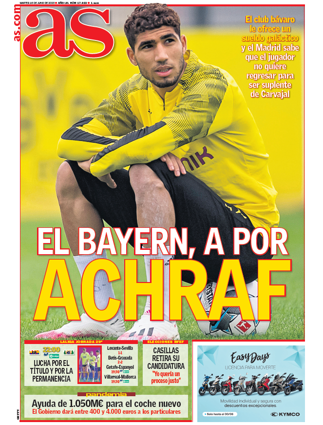 Actu Foot's tweet - "Le Bayern Munich veut recruter Achraf ...