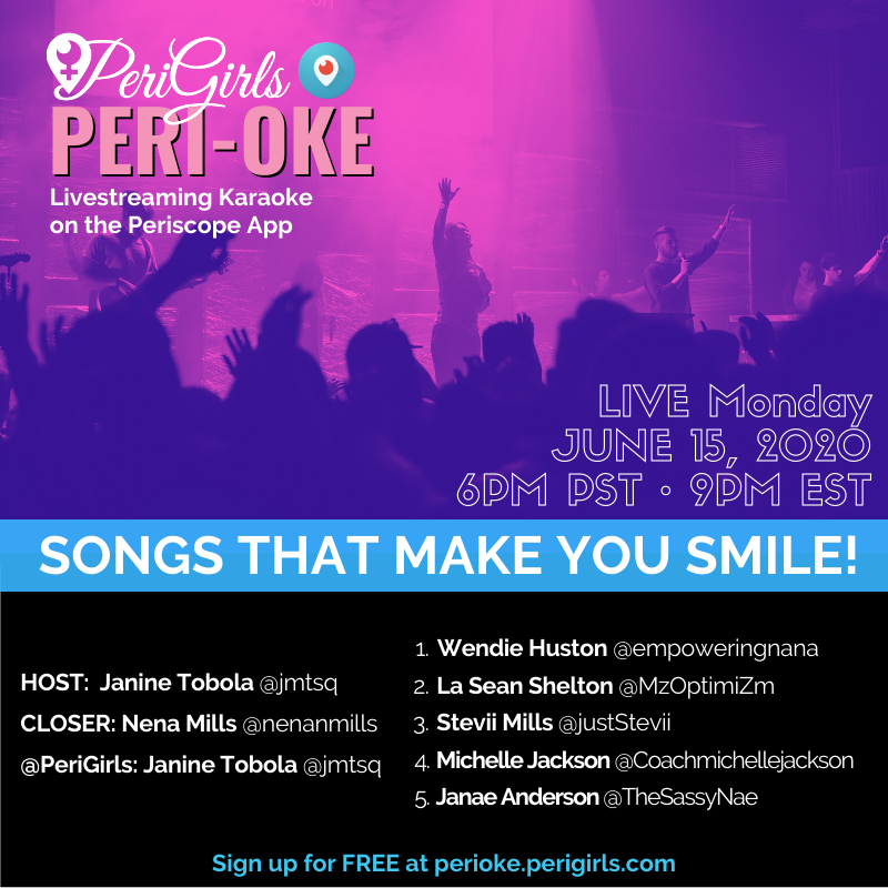 ThePeriGirls's tweet photo. TIME FOR #MusicMonday!
Join us at 6PM PST TONIGHT Jun 15th for @ThePeriGirls #Perioke on the #Periscope App
These amazing #livestreaming ladies will be singing their hearts out to your favorite tunes!
Tonight's theme is Songs That Make You Smile!
See you there! https://t.co/FjtimndwsV