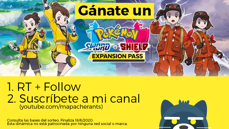 MapacheRants's tweet photo. 🚨 ¡SORTEO! 🚨

Gánate un pase de expansión para Pokémon Sword o Pokémon Shield. 

¿Cómo?
- RT a este tweet y sígueme
- Suscríbete a mi canal: https://t.co/qiso4RJBUO

¡Listo! Ya estás participando. Suerte a todos 😁

BASES: https://t.co/6p6vdYFcYY https://t.co/6k3YNyt3fG