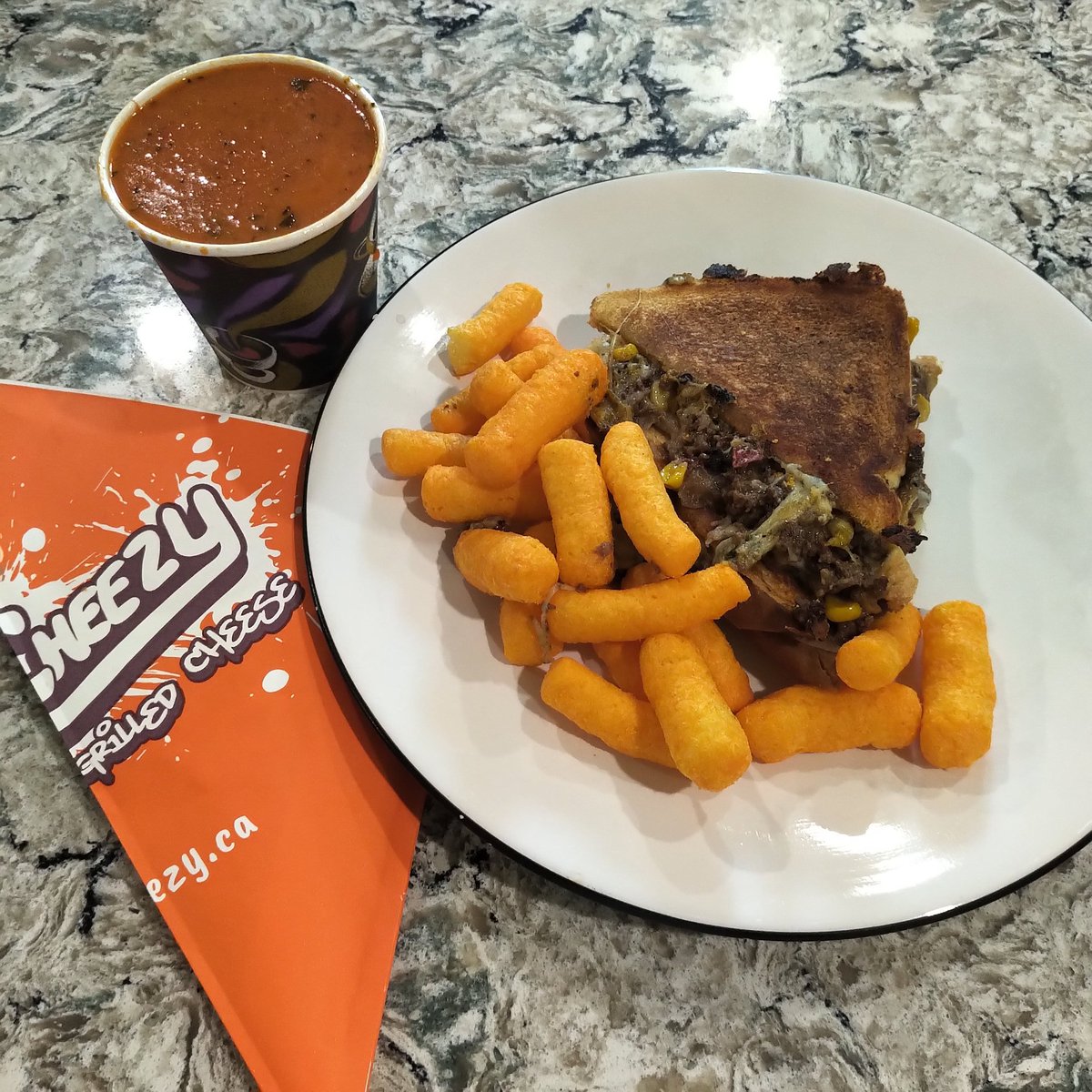 Dinner of champions thx to <a href="/CityKitchener/">City of Kitchener</a> #FoodTruckDays &amp; Sandor's <a href="/FoCheezyTruck/">Fo'Cheezy Food Truck</a> team! Some world famous roasted red pepper &amp; tomato soup &amp; a Fo'Jo - Sloppy Joe &amp; grilled cheese sandwich to give me an energy boost ahead of Monday nights with <a href="/2B_ONAIR/">Brian Bourke</a> &amp; <a href="/farwell_WR/">Mike Farwell</a> on <a href="/570NEWS/">CityNews 570 Kitchener (Inactive)</a>