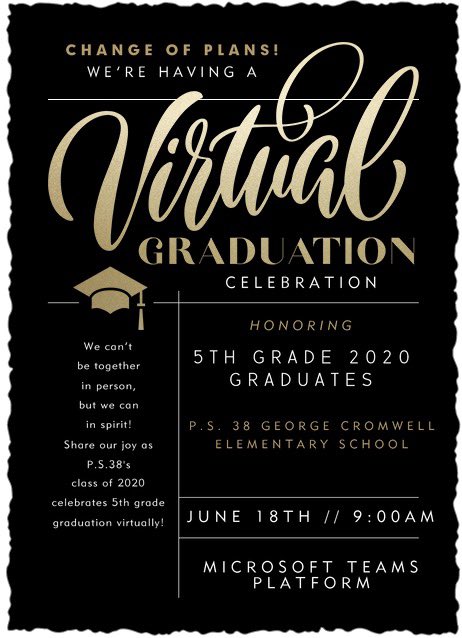 The big day is coming... we can’t wait to share this special celebration with our families. 🎓 #Classof2020 <a href="/38Cromwell/">PS 38 CROMWELL DOLPHINS</a> @SIBOD31 <a href="/DukhovnyEmma/">Emma Dukhovny</a>