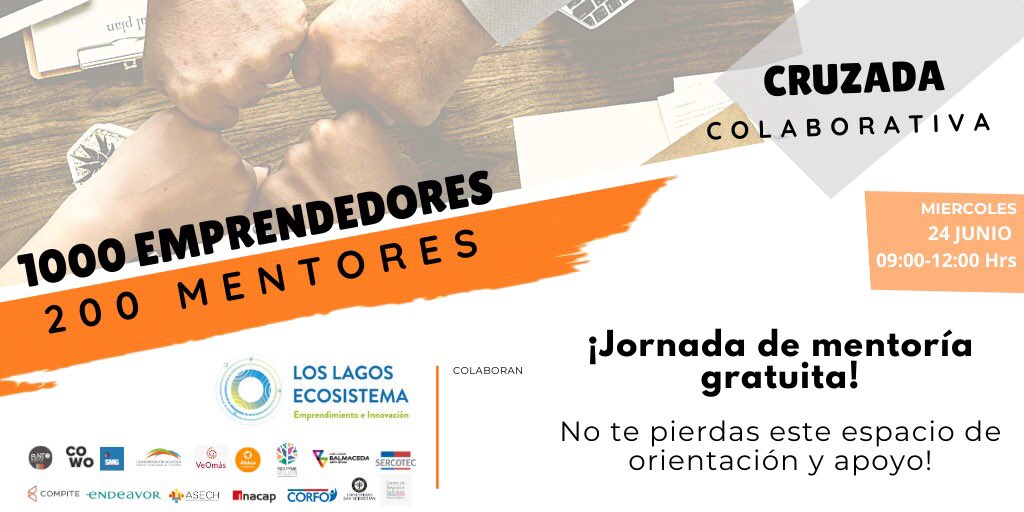 Atención emprendedores de Los Lagos, reserva el 24 de junio 9:00 a 12:00 hrs
Te queremos escuchar, conocer y acompañar! Inscríbete aquí: docs.google.com/forms/d/e/1FAI…