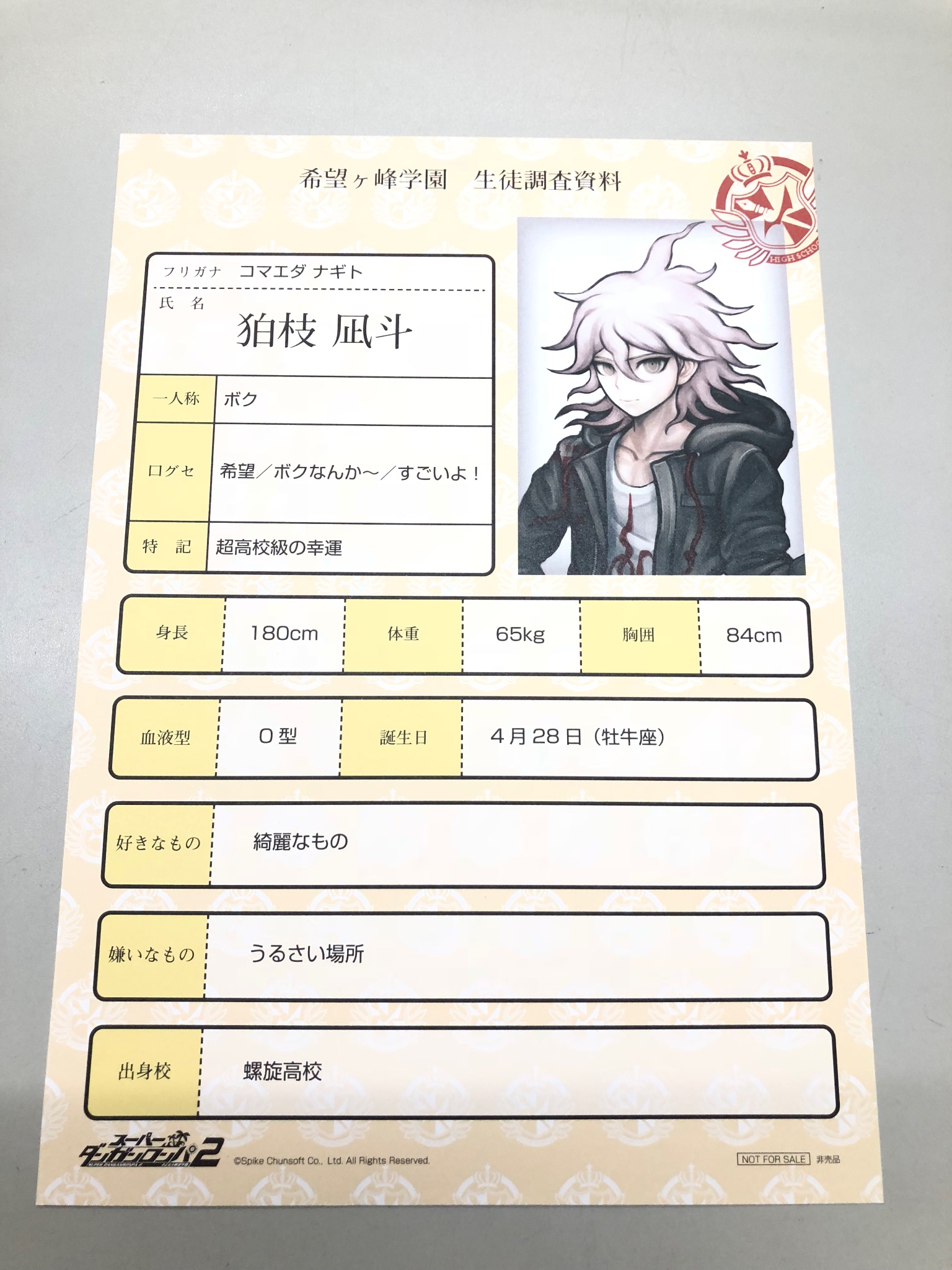 ダンガンロンパ 生徒調査資料 トラポ 狛枝凪斗 七海千秋 日向創