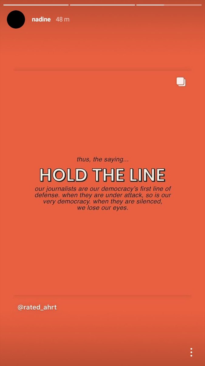 "when they are silenced, we lose our eyes."Guard our rights and our freedom.   #DefendPressFreedom  #IStandWithMariaRessa #HoldTheLinenadine igs/rated_ahrt (June 16, 2020)