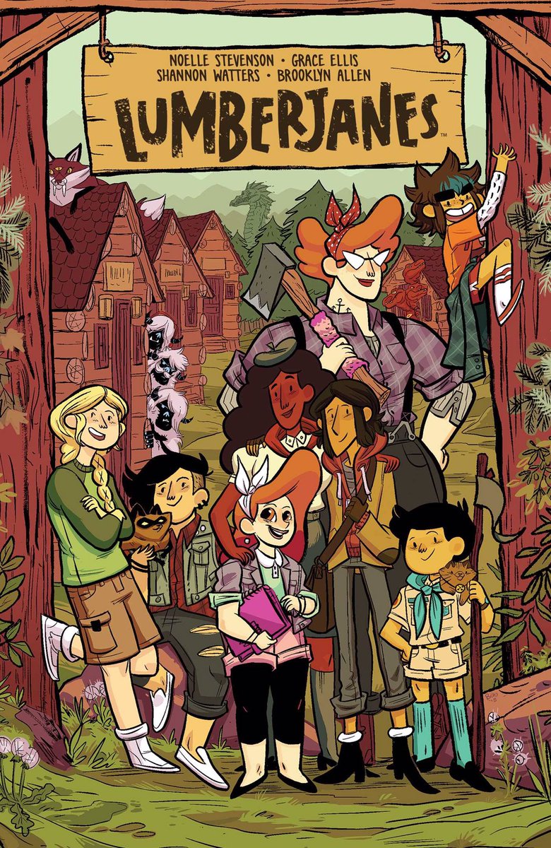 Day 15: Lumberjanes (2014-present) creates by Shannon Watters, Grace Ellis, Brooklyn Allen, and Noelle Stevenson. Lumberjanes is an incredibly fun adventure comic book series starring 5 main girls: Jo, April, Molly, Mal, and Riley