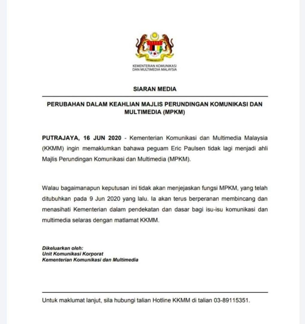 drfathulbari's tweet photo. Alhamdulillah, akhirnya Eric Paulsen tidak lagi menjadi ahli MPKM. https://t.co/W4jZ54BjpD
