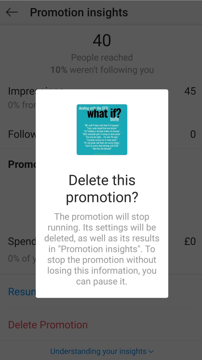 ocdexcellence's tweet photo. @instagram why is it impossible to delete or pause a promotion on Android? When you click on delete, there is no delete option? Same with pause. https://t.co/JraRw7U62J