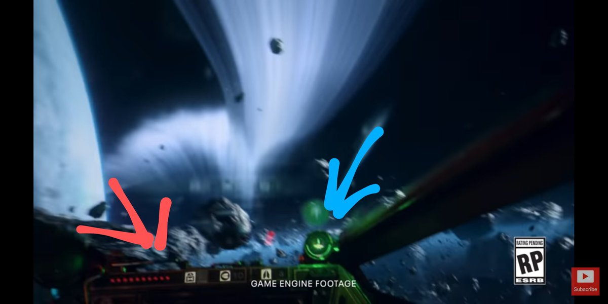 Next up, near the start of the trailer we get a good view of two returning UI elements: the hemispherical shield indicator & laser ammo! In this shot, we clearly see her shields are set full to aft & that laser ammo appears to no longer be tied to individual cannons.4/?