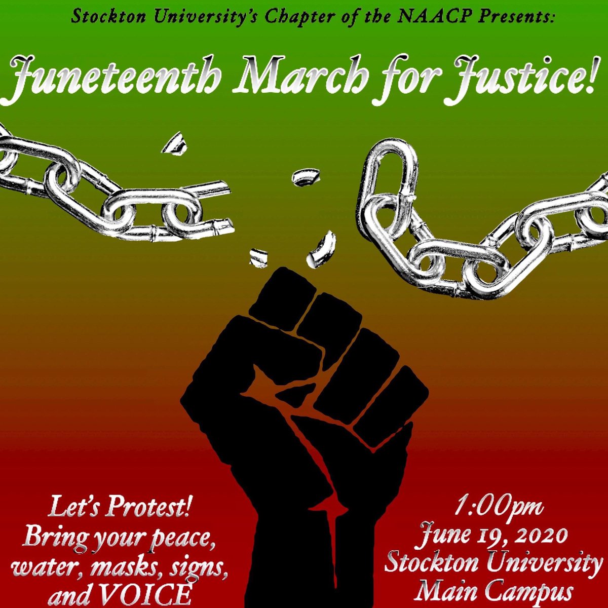 The NAACP encourages participants to bring peace, water, signs, their voices and masks or face coverings in accordance with CDC guidelines. (3/3) <a href="/stocktonnaacp/">StocktonNAACPChapter</a>