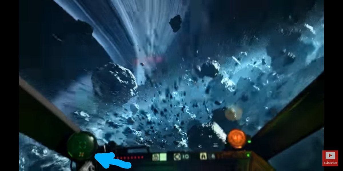 This shot from early in the trailer appears to confirm that bottom quadrant = behind. We can see the pursuing TIE Interceptor highlighted on it.7/?