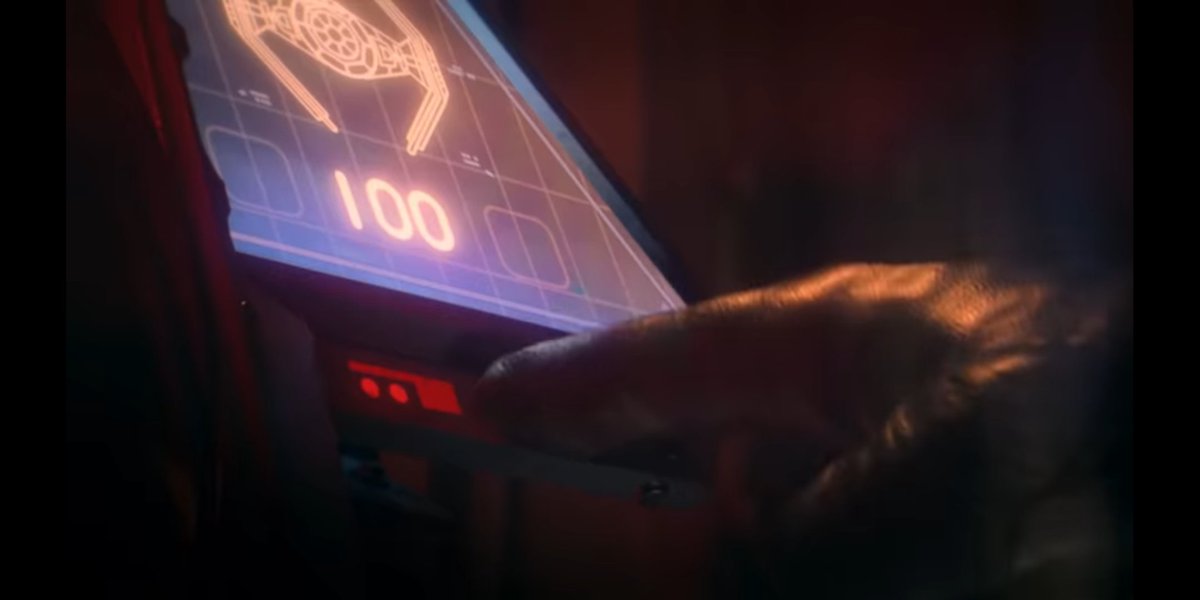 This shot is pretty straight forward, we see a sillouette of the TIE & the number 100. Which seems to be a health indicator. We can also see this indicator in the original TIE Fighter UI.We also see this board again late in the trailer. 11/?