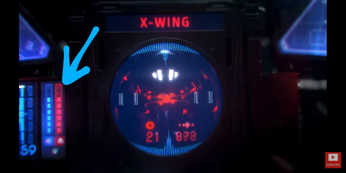 Now, if you are pilot trash like me, this is where you start getting excited. Because what we did NOT was any indication that TIEs have shields!This is confirmed later in the trailer by this shot where we see the TIE only has engine & laser power, just like in old TF!!!! 12/?