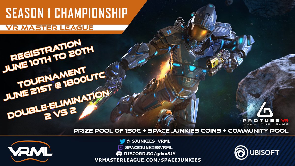 SJunkies_VRML's tweet photo. Have you registered for the S1 Championship?

Prizes include 150€ from @ProTubeVR, 70,000 #SpaceJunkies 🪙 &amp; a community cash prize pool💰!

The tournament is open to all players, on both PC &amp; #PSVR!
✍️https://t.co/YCHOHhIgj6
🗣️https://t.co/Lj8ytWb9C3
🌐https://t.co/8eHRK2WRpp https://t.co/e0QnH6podo