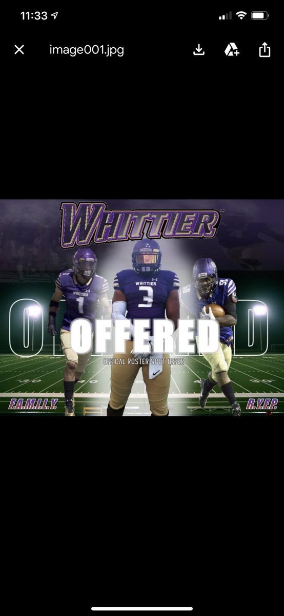 Excited to say I have received my first offer from Whittier College.
<a href="/Poetfootball/">Whittier College Football</a> <a href="/CoachNeale/">Michael Neale</a> <a href="/CoachHotaling/">Coach Hotaling</a> <a href="/RanchoFootball/">RanchoFootball</a>