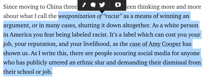 off the bat we learn kevin is super super scared of white people being called racist. like really really scared. like if the scarecrow from batman manifested his fear it would be people dunking on him on twitter for being racist or sth