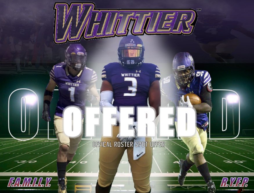 I am blessed to have received my first offer from <a href="/CoachNeale/">Michael Neale</a> to play for Whittier College! Go poets!! <a href="/Poetfootball/">Whittier College Football</a> <a href="/CoachAtkinson/">Steve Atkinson</a> <a href="/RoundRockFB/">Round Rock Football</a> <a href="/BamBam_Blake23/">Bernard Blake</a> <a href="/SacrificeINC/">Sacrifice Training</a> <a href="/RecruitsCenTex/">Coach Jimmy Andrews</a> <a href="/simplyCoachO/">Coach O = Opportunity</a> <a href="/cantmisssports1/">CAN'T MISS SPORTS</a> <a href="/FlxAtx/">FLX ATX</a>