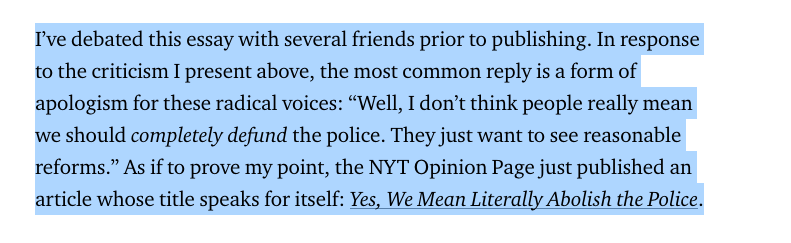 kevin tries painting mariame kaba, who has been working on prison abolition for decades and who has been raising money for toys, summer vacation work grants and books for Black children and teens and building community resources, as not reasonable/knowledgable about policing