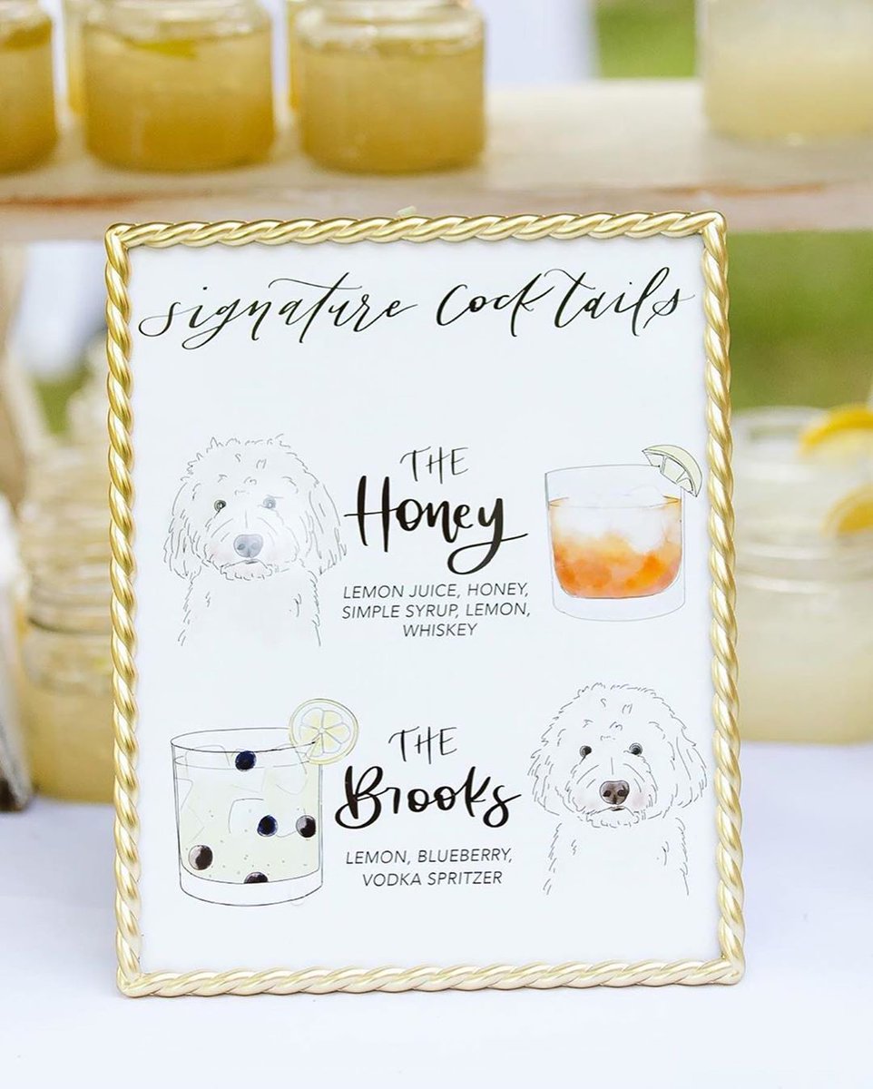 Allison and Allen incorporated their furry friends, Honey and Brooks, in their reception in a fun, creative and "refreshing" way! 🐶🍻  {Tin Star Moments}