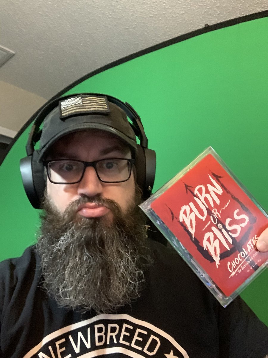 BeardedGamr's tweet photo. Tonight on the Bearded Stream it’s “Mod Monday!” Every time a moderator wins I take a bite of “Burn or Bliss.” 7 pieces are regular chocolate, 5 are spicy (9 million scovilles). #beardbehavior https://t.co/ctbWURTzcq