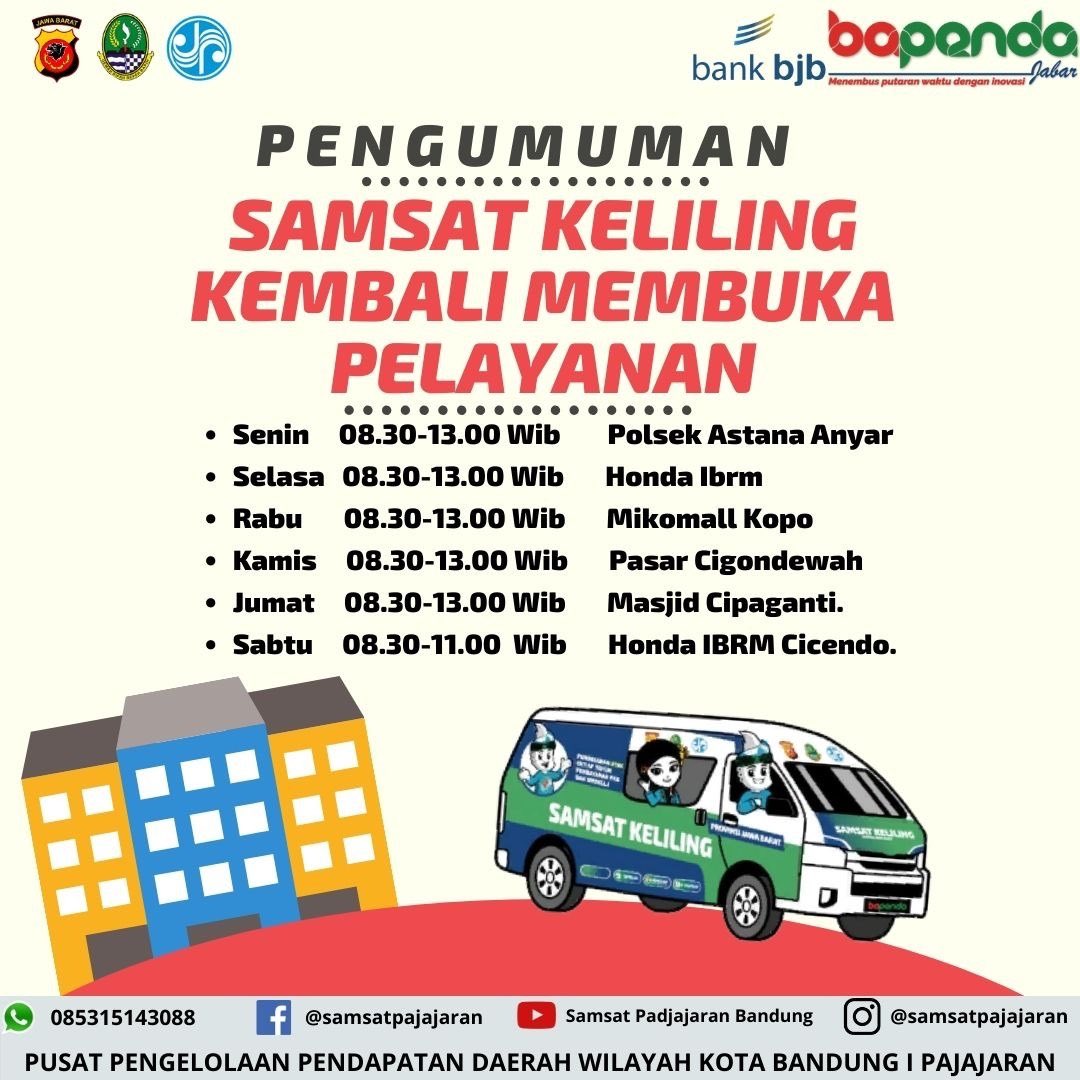 Bandung ᮘᮔ ᮓ On Twitter Via Bapenda Jabar Jadwal Samsat Keliling Bandung Raya Kab Bandung Kab Bandung Raya Kota Cimahi Mulai Pukul 09 00 14 00 Waktu Dan Tempat Tentatif Yuk Bayar Pajak Kendaraanmu Https T Co Mmcdbmtnje
