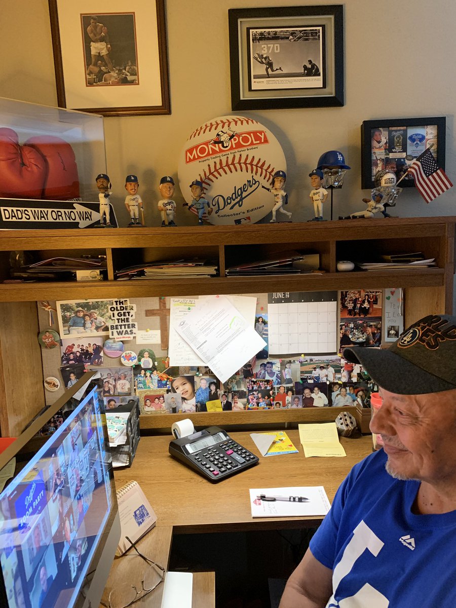 mrsgrchs's tweet photo. @Dodgers Made sure to get Papi signed up to enjoy the 1988 World Series #DodgerZoomParty. Mission accomplished! https://t.co/a2W1afreth
