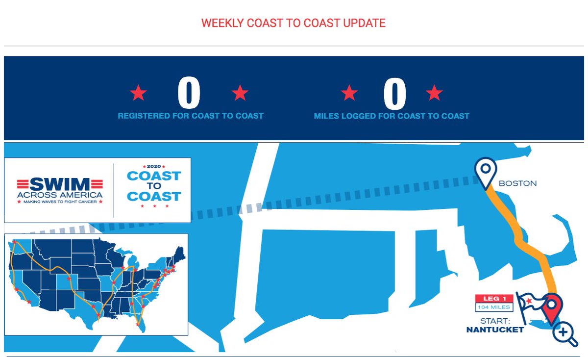 Today’s the day! We are kicking off our #SAACoastToCoast Challenge and hope you are ready to help Team Boston “Make Waves to Fight Cancer” in a new way! Register: swimacrossamerica.org/boston. 
Our first leg is the 104-mile trek from Nantucket to Boston!