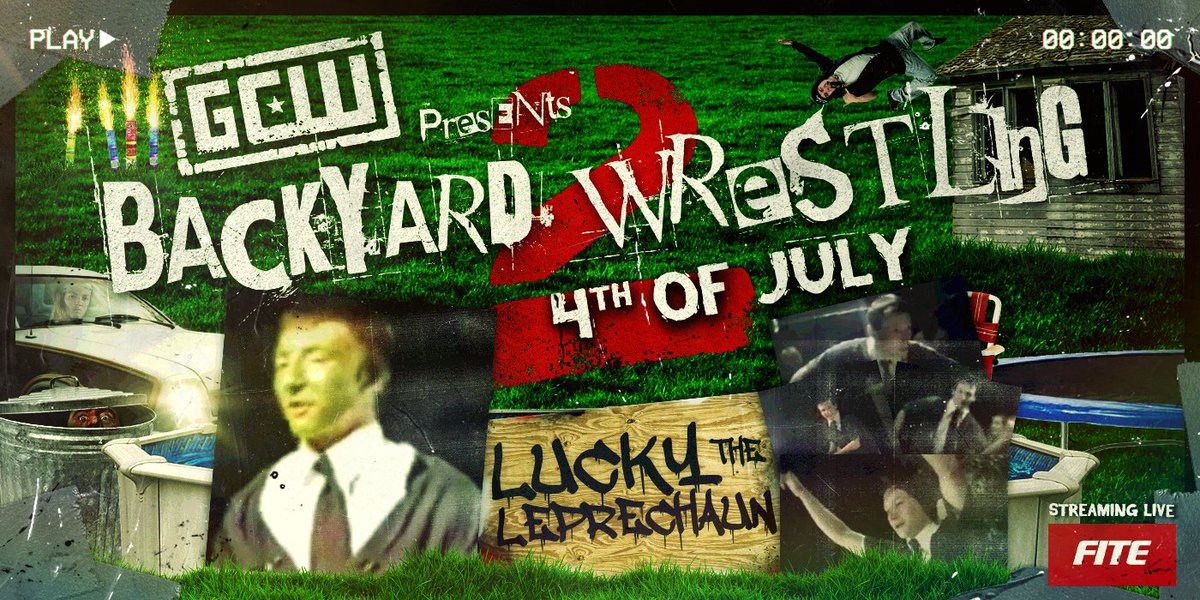 Backyard Update Just Added LUCKY the LEPRECHAUN (Lucky 13) returns to the Yard on the 4th of July at Backyard Wrestling 2! Watch LIVE on @FiteTV: fite.tv/watch/gcw-back… GCW presents Backyard Wrestling 2 4th of July - 4PM EST Backyard USA
