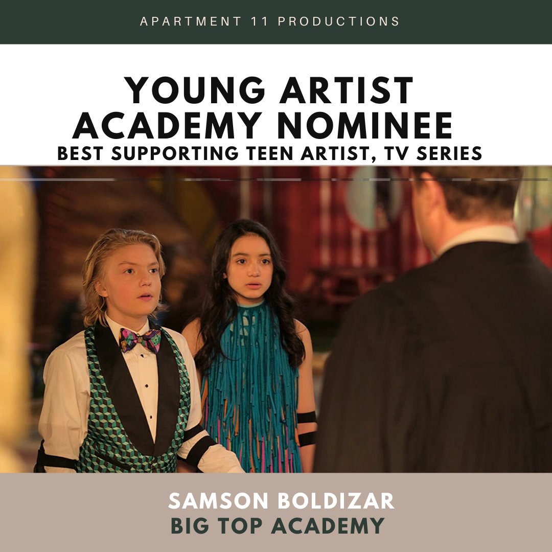 Congratulations to Samson Boldizar for your 
<a href="/YoungArtistAwds/">Young Artist Academy ™</a> nomination #BigTopAcademy