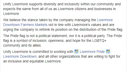 UnifyLivermore's tweet photo. Unify Livermore stands with Dan Good Cookies and the rest of the LGBTQ+ community. https://t.co/pIFq1LCiYP