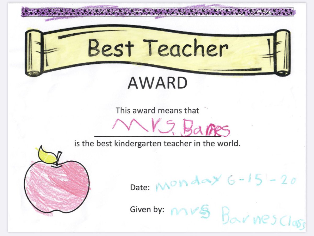 MTL_HS_K's tweet photo. And, to top off our Very Special Award Day, my class surprised me with this award! They are truly the best! https://t.co/i918wo0GIX