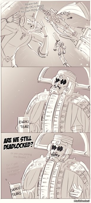some quick Warframe Deadlock Protocol sketches. That infinite cycle actually happened to me ingame, it was hilarious! 